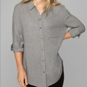 Athleta Avenue Viscose Wool Button Up Gray Shirt